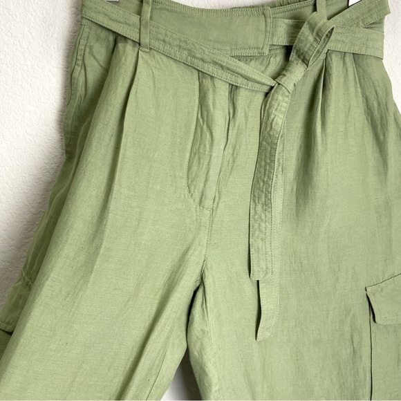 Aritzia Wilfred Green Linen Blend High Rise Ankle Cropped Cargo Pants- Size 6 - Picture 8 of 16